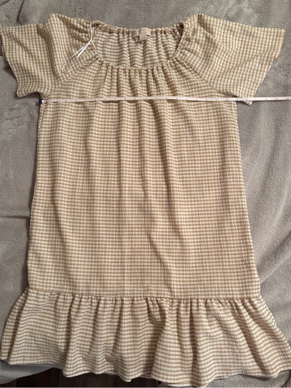 Michael kors woman’s Beige Gingham Ruffle Hem Dress